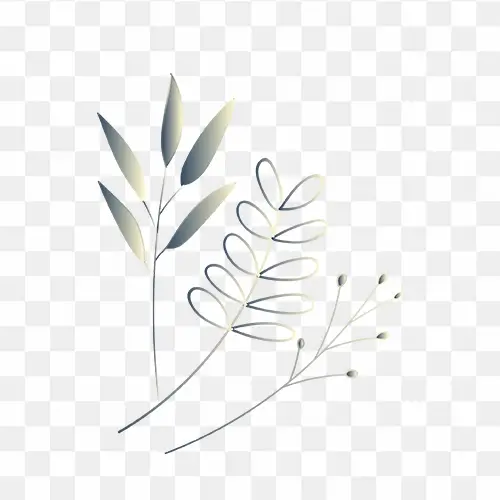 Leaf branch vector graphics with gradient effect transparent png